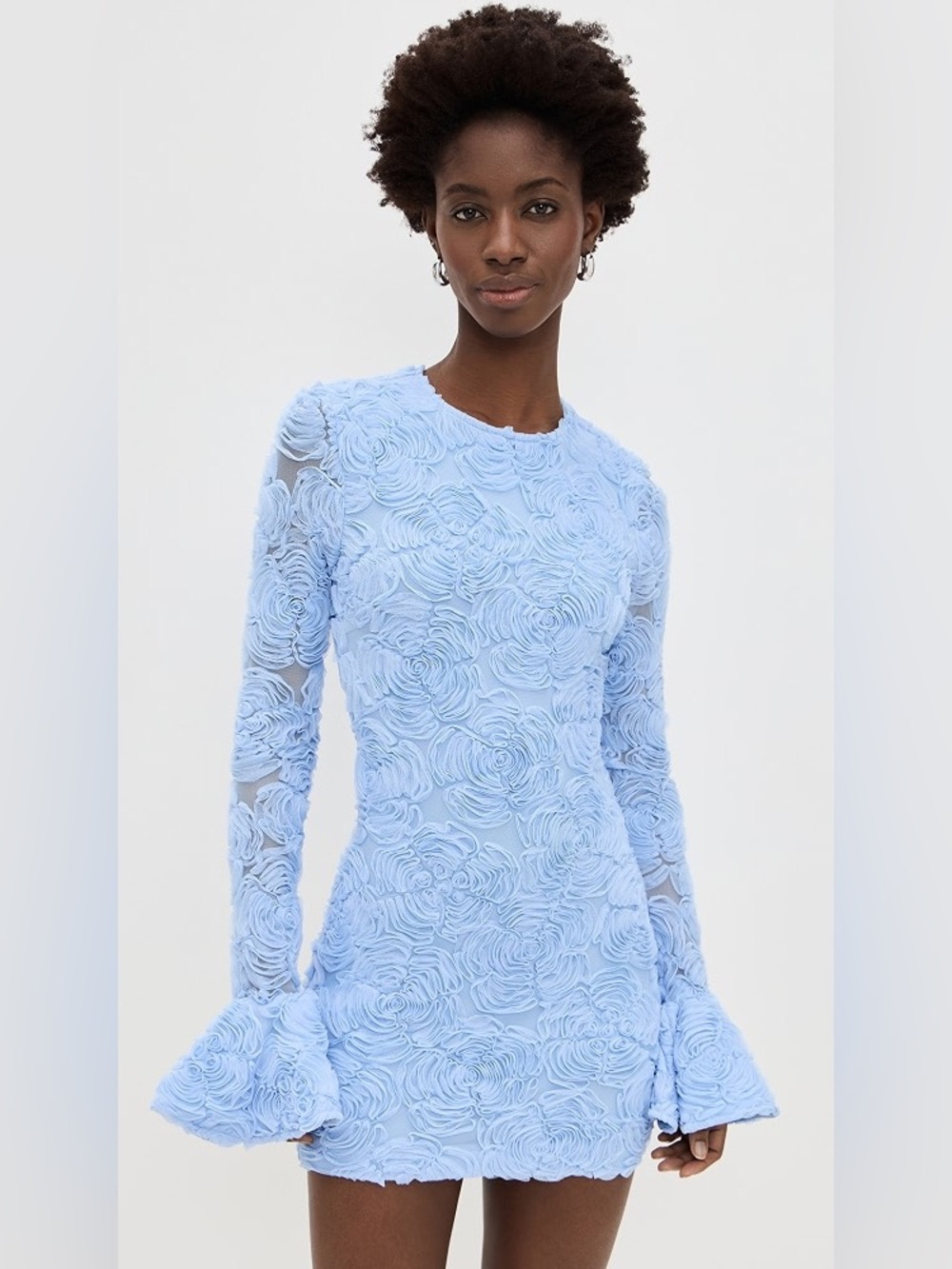 ROTATE Birger Christensen Flower Mesh Blue Mini Dress US 12 NWT